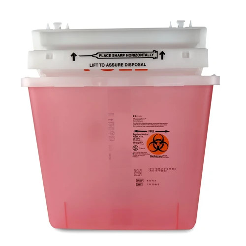 8507SA - 5 QT Red Sharps Container - W Mailbox Lid
