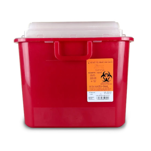 8708 - 5.4 QT Sharps Container Red with Clear Top