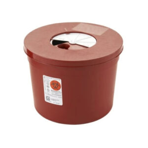 8950SA - SharpSafety™ Sharps Container, Rotor Lid, Round, Red, 5 Quart