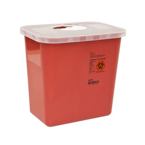 8970 - 2 GAL Red Sharps Container - W/Rotary Lid