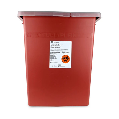 8980 - 8 GAL Red Sharps Container - W/Rotor-Split Lid